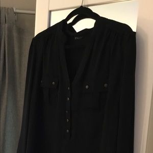 Black Semi Sheer Top with Antique Gold Buttons